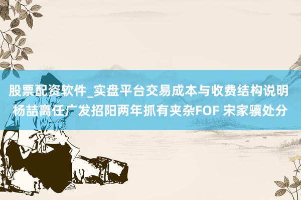 股票配资软件_实盘平台交易成本与收费结构说明 杨喆离任广发招阳两年抓有夹杂FOF 宋家骥处分